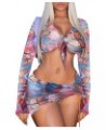 Women Sexy Three Pieces Tops Bottoms and Floral Cover-ups Or Two Pieces Hater Neck Summer Beach Swimsuits Purple $8.09 Swimsuits