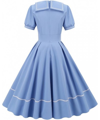 Women's 1950s Retro Style Rockabilly Dress Plaid Cap Sleeve Vintage Swing Dress Blue $16.95 Dresses