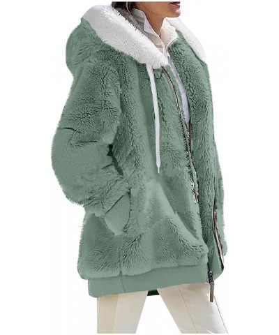 Women's 2023 Winter Warm Sherpa Lined Coat Fashion Plus Size Fleece Jackets Zip Up Hoodies Plush Sweatshirt Outwear E Mint Gr...