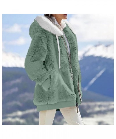 Women's 2023 Winter Warm Sherpa Lined Coat Fashion Plus Size Fleece Jackets Zip Up Hoodies Plush Sweatshirt Outwear E Mint Gr...