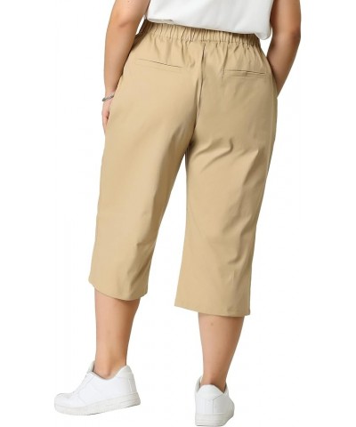 Plus Size Capri Pants for Women Casual Summer Dressy Pull On Pockets Crop Work Pant Khaki $16.51 Pants