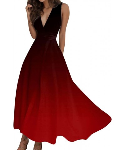 Women's Casual Loose Sundress Long Dress Sleeveless Tie Dye Split Maxi Dresses Summer Beach Dress with Pockets K0-red $9.21 D...