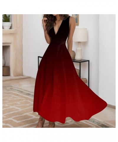 Women's Casual Loose Sundress Long Dress Sleeveless Tie Dye Split Maxi Dresses Summer Beach Dress with Pockets K0-red $9.21 D...