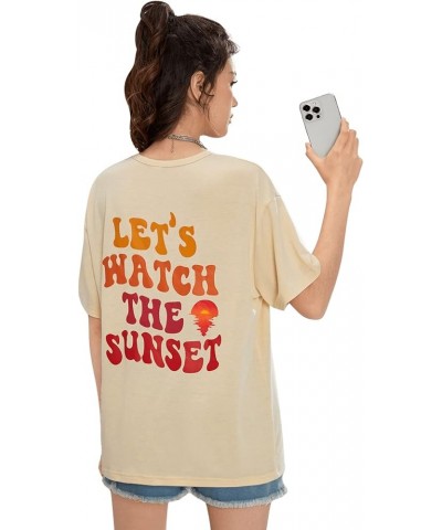 Girl's Short Sleeve Crewneck Letter Print Tee Casual Drop Shoulder Pullover T Shirt Apricot $9.27 T-Shirts