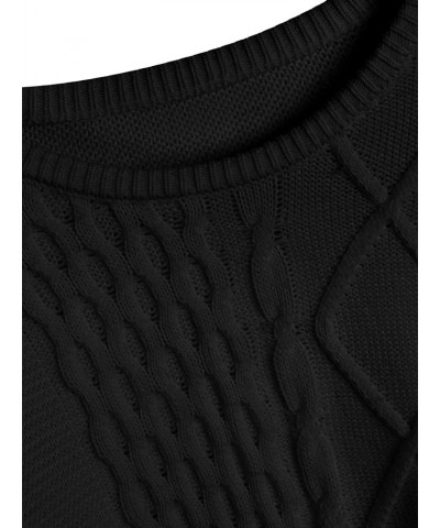 Women Winter Sweater Crewneck Long Lantern Sleeves Oversized Knit Sweater Badge Pullover Ribbed Sweater Jumper 1-black $10.59...