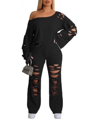 Two Piece Set Off Shoulder Long Sleeve Pullover Lounge Sets for Women Tracksuit Fall Outfits Women Trendy Black $24.95 Active...