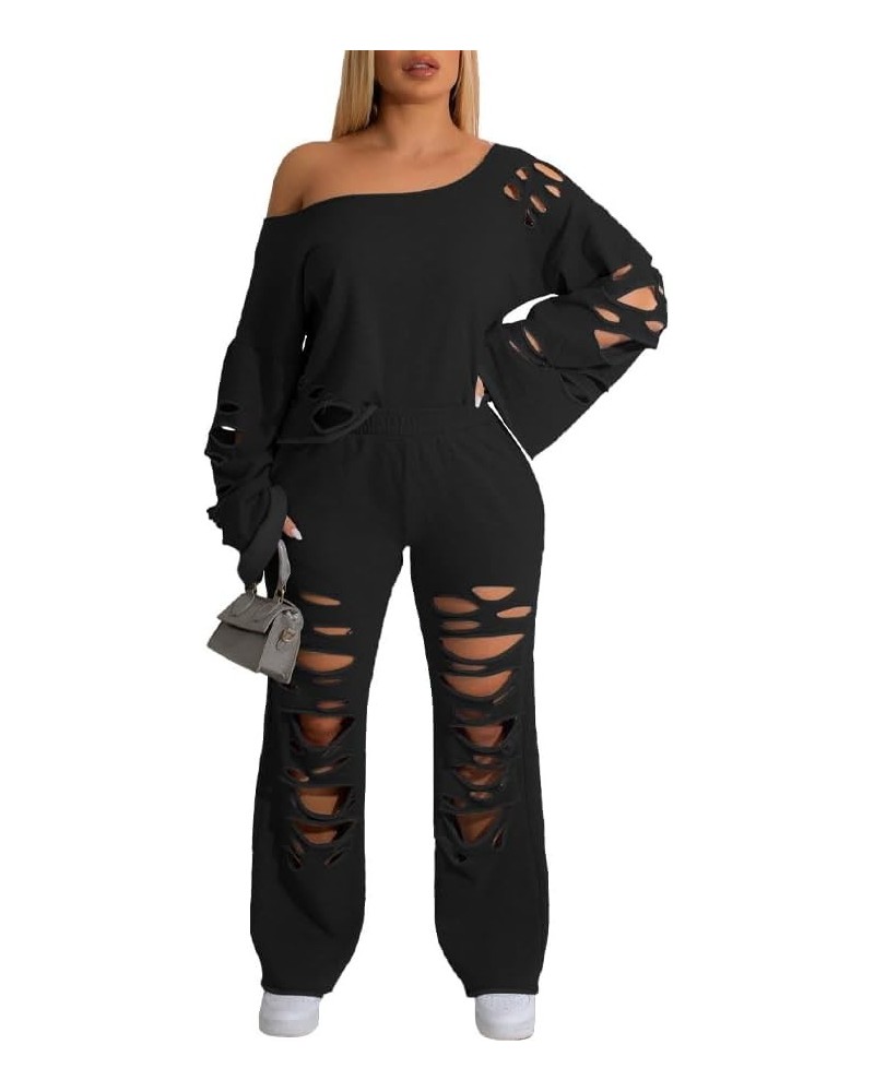 Two Piece Set Off Shoulder Long Sleeve Pullover Lounge Sets for Women Tracksuit Fall Outfits Women Trendy Black $24.95 Active...