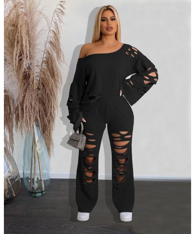 Two Piece Set Off Shoulder Long Sleeve Pullover Lounge Sets for Women Tracksuit Fall Outfits Women Trendy Black $24.95 Active...