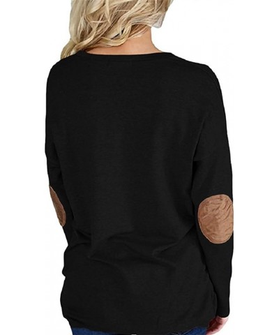 Women Casual Long Sleeve Shirts Round Neck Loose Fit Blouses Lightweight Tops 1caa3-solid-black $11.39 Blouses