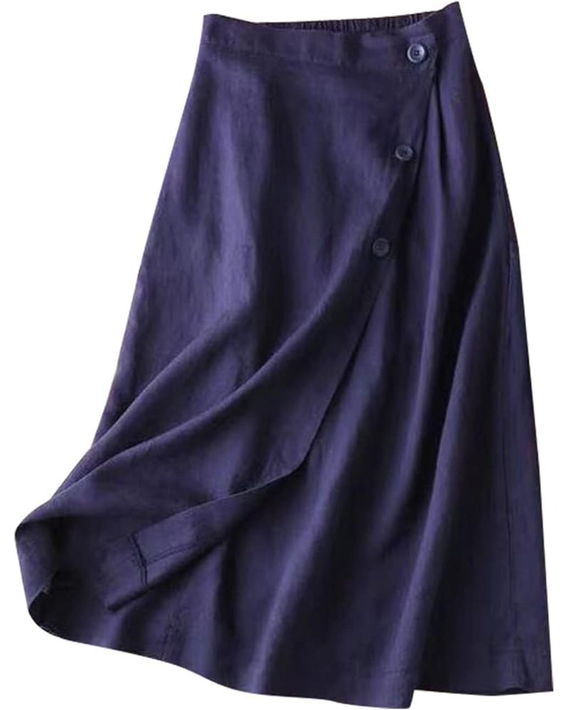 Womens Summer Elastic Waist Double Layer Midi Skirt with Belted Pleats Business Skirts for Women Style9-navy $11.76 Skirts