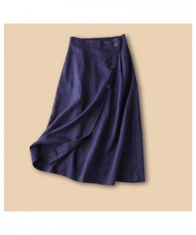 Womens Summer Elastic Waist Double Layer Midi Skirt with Belted Pleats Business Skirts for Women Style9-navy $11.76 Skirts