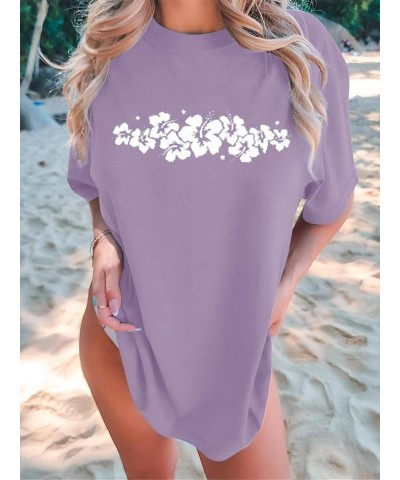 Womens Oversized T-Shirts Half Sleeve Graphic Tees Letter Print Shirt Summer Vintage Casual Tunic Tops 20 Purple $14.00 T-Shirts