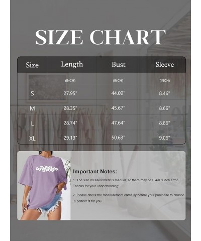 Womens Oversized T-Shirts Half Sleeve Graphic Tees Letter Print Shirt Summer Vintage Casual Tunic Tops 20 Purple $14.00 T-Shirts