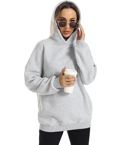 Womens Oversized Hoodies Pullover Fleece Long Sleeve Hooded Sweatshirts Casual Fall Winter Outfits Tops Light Grey $10.56 Hoo...