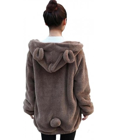 Women Fashion Bear Tail Hoodies,Fluffy 2-ply Sherpa Winter Rabbit Ear&Tail Hooded Brown Bear $19.35 Hoodies & Sweatshirts