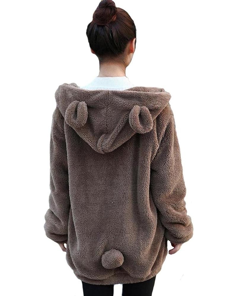 Women Fashion Bear Tail Hoodies,Fluffy 2-ply Sherpa Winter Rabbit Ear&Tail Hooded Brown Bear $19.35 Hoodies & Sweatshirts