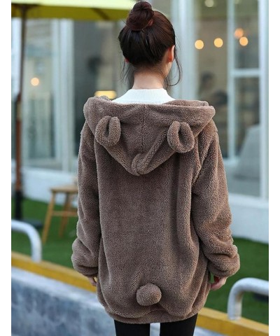 Women Fashion Bear Tail Hoodies,Fluffy 2-ply Sherpa Winter Rabbit Ear&Tail Hooded Brown Bear $19.35 Hoodies & Sweatshirts