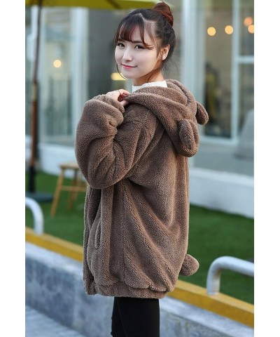 Women Fashion Bear Tail Hoodies,Fluffy 2-ply Sherpa Winter Rabbit Ear&Tail Hooded Brown Bear $19.35 Hoodies & Sweatshirts