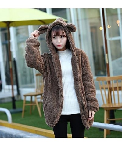 Women Fashion Bear Tail Hoodies,Fluffy 2-ply Sherpa Winter Rabbit Ear&Tail Hooded Brown Bear $19.35 Hoodies & Sweatshirts