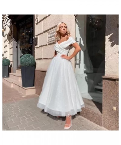 Tulle Prom Dresses for Teens Off Shoulder Tea Length Formal Dresses A Line Sparkly Ruched Ball Gown Lilac $42.92 Dresses