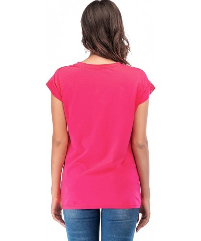 Womens Casual Short Sleeve Lace T Shirts Loose Twist Knot Front Blouse Tops Rose Red $16.79 Blouses