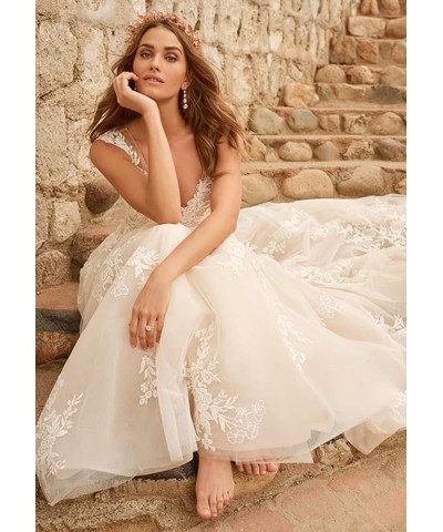 Beach Wedding Dresses for Bride 2024 Long Sleeve Lace Boho Bridal Gowns for Women WDW001 Style P-white $72.59 Dresses