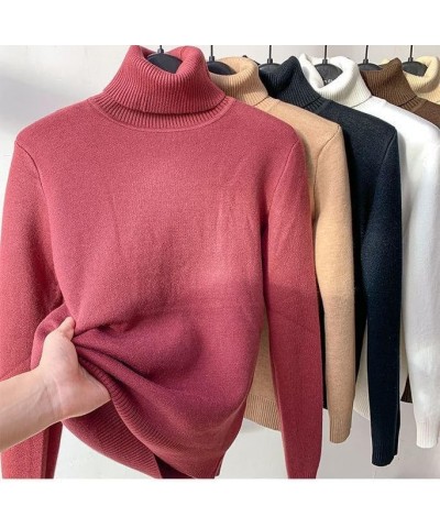 Winter Fleece Thick Knitted Bottoming Shirt, Casual Thick Turtleneck High Neck Sweater Soft Thermal for Women Blue M(47.5-52....