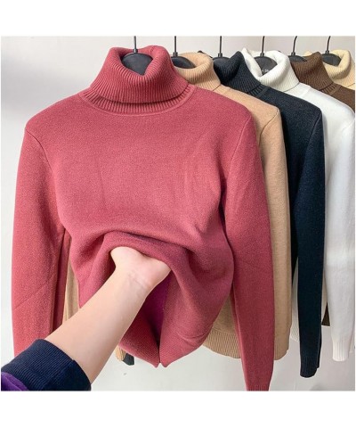 Winter Fleece Thick Knitted Bottoming Shirt, Casual Thick Turtleneck High Neck Sweater Soft Thermal for Women Blue M(47.5-52....