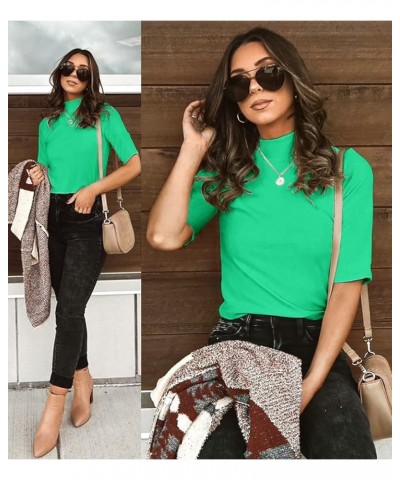 Mock Turtleneck Cute Dressy Tops for Women Casual Fall Business Tshirts Shirts Blouses Le / Blue Green $21.19 Blouses