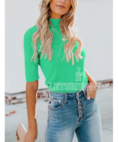 Mock Turtleneck Cute Dressy Tops for Women Casual Fall Business Tshirts Shirts Blouses Le / Blue Green $21.19 Blouses