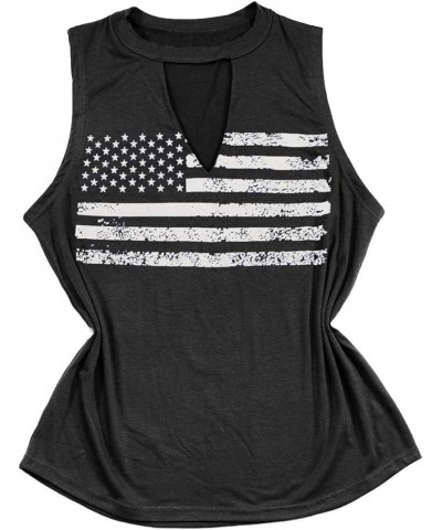 4th of July Tank Tops Shirts for Women American US Flag Graphic Patriotic Tank Tops Shirts Dark Grey-a $7.64 Tanks