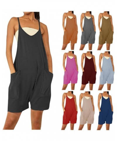 Short Summer Rompers for Women 2024 Loose Sleeveless Shorts Jumpsuit Spaghetti Strap Overall Shorts Casual Romper Black????li...