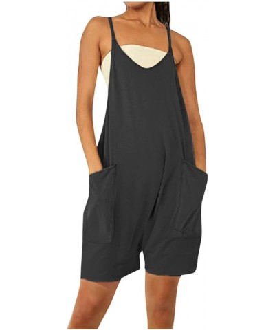 Short Summer Rompers for Women 2024 Loose Sleeveless Shorts Jumpsuit Spaghetti Strap Overall Shorts Casual Romper Black????li...