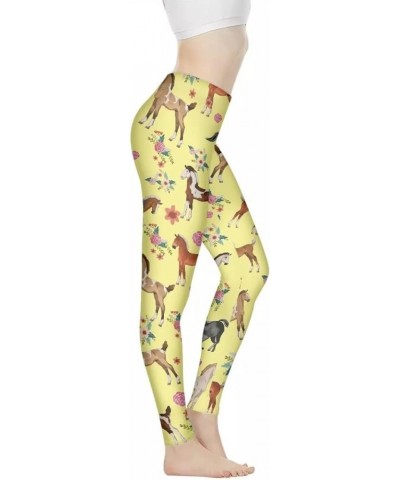 Women Workout Pants Athletic Works Yoga Pants Full Length Sports Leggings Horse Flower Print $12.17 Leggings