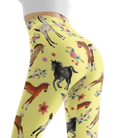 Women Workout Pants Athletic Works Yoga Pants Full Length Sports Leggings Horse Flower Print $12.17 Leggings