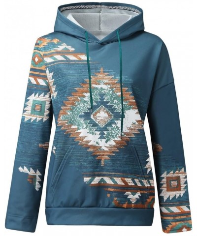 Women Western Aztec Hoodies Long Sleeve Pullover Sweatshirts Graphic Vintage Shirts Tops Cowgirl Wear Clothes 2023 Blue 30 $8...