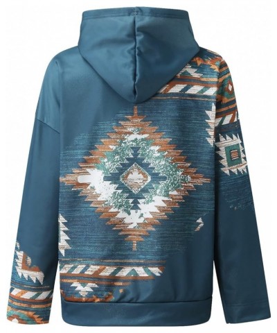 Women Western Aztec Hoodies Long Sleeve Pullover Sweatshirts Graphic Vintage Shirts Tops Cowgirl Wear Clothes 2023 Blue 30 $8...