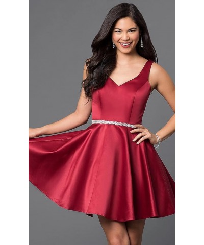 Short Homecoming Dresses with Pockets V-Neck Open Back Satin Prom Party Gowns for Teens 2023 Red $20.40 Dresses