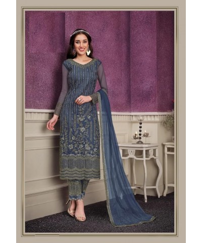 Alamara Fashion Ready To Wear Indian/Pakistani Bollywood Party/Wedding wear Salwar Kameez for Women Blue $31.82 Dresses