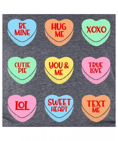 Valentine's Day Candy Hearts Conversation Heart Women's V-Neck T-Shirt Slim Fit Heather Charcoal $10.39 Tops