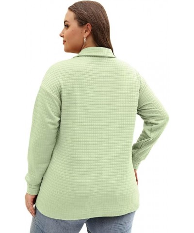 Womens Plus Size Sweatshirts Lapel Collar Casual Long Sleeve Tunic Tops Light Green $16.32 Hoodies & Sweatshirts