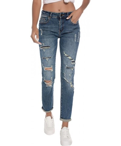 Women's Ripped Boyfriend Jeans Stretch Distressed Jeans Capri Mom Jean with Hole 2021 $25.19 Jeans