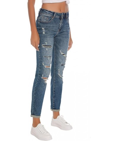 Women's Ripped Boyfriend Jeans Stretch Distressed Jeans Capri Mom Jean with Hole 2021 $25.19 Jeans