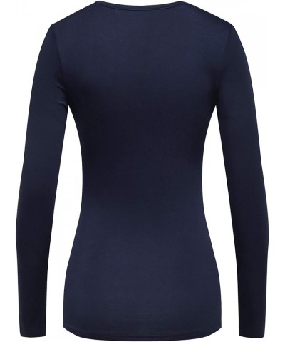 Women's Long Sleeve T-Shirt Comfy Underscrub Tee Basic Stretch Layer Navy $10.74 T-Shirts