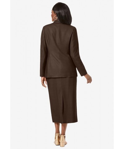 Women's Plus Size Two Piece Single Breasted Jacket Skirt Suit Set Black $37.95 Suits