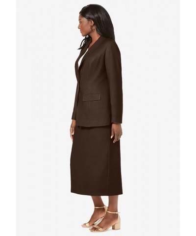 Women's Plus Size Two Piece Single Breasted Jacket Skirt Suit Set Black $37.95 Suits