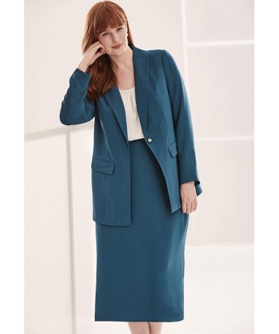 Women's Plus Size Two Piece Single Breasted Jacket Skirt Suit Set Black $37.95 Suits