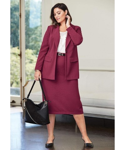 Women's Plus Size Two Piece Single Breasted Jacket Skirt Suit Set Black $37.95 Suits