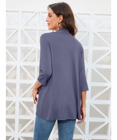 Womens Casual Lightweight Cardigans with Pockets 3/4 Sleeve Open Front Dusters A-08 Grayish Purple $15.39 Sweaters