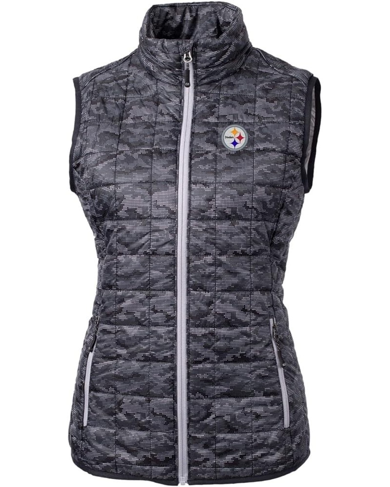 Women's NFL Rainier Printed Full-Zip Puffer Vest Pittsburgh Steelers, Black $34.23 Vests